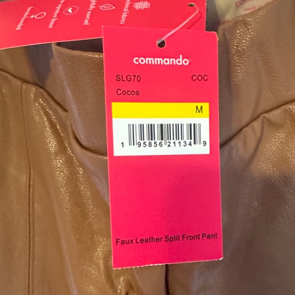 Commando Cocoa Faux Leather Flare Pants with Front Slits NWT - Picture 4 of 4